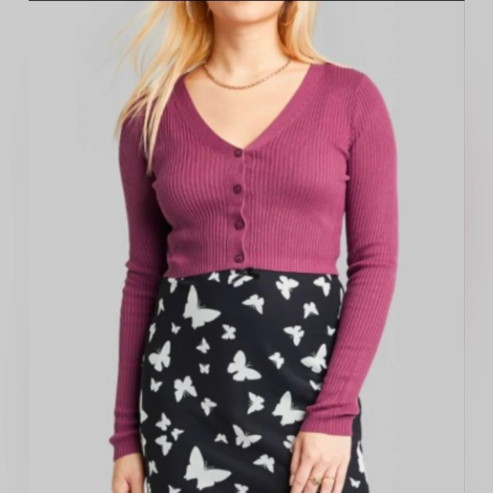 Wild Fable Women's Cropped‎ Button Front Cardigan Size Medium